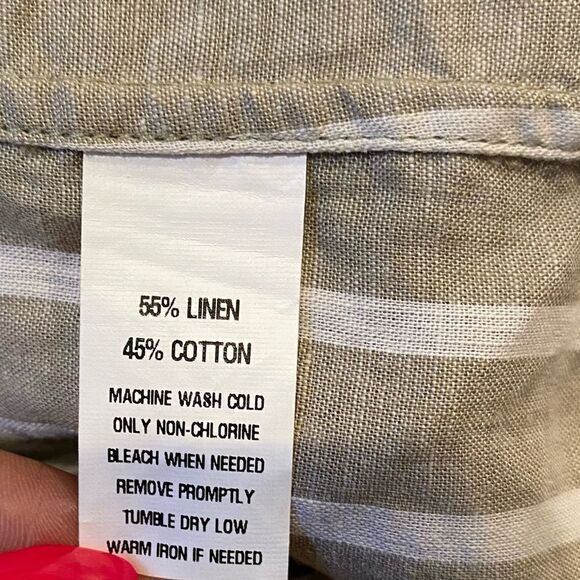 ELK HEAD Clothing Stripe Linen Blend Button Down Shirt Size Small - Picture 5 of 6